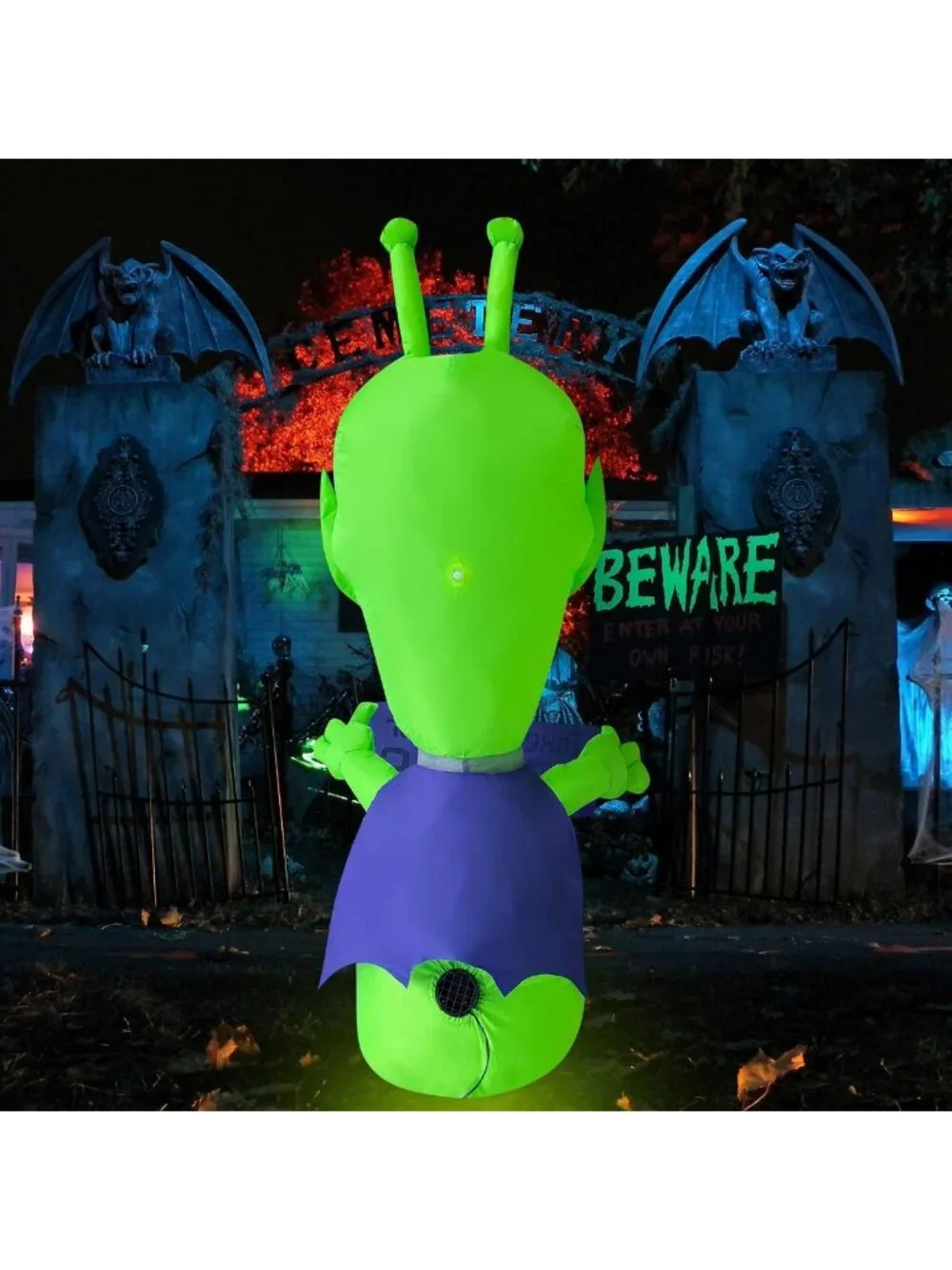 4FT Halloween Inflatable Alien with LED Lights - Fun Yard & Indoor Decor